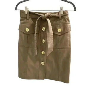 Milly of New York Khaki Button Up Skirt, Size 2, Pre-Owned